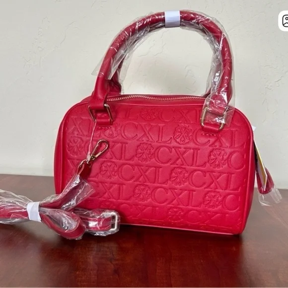 Christian Lacroix Red Embossed Satchel - Picture 2 of 6